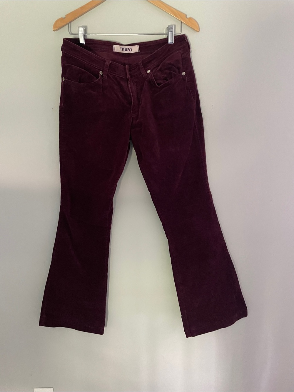 Mavi Women's Deep Plum Corduroy Flare Pants size: 31/32